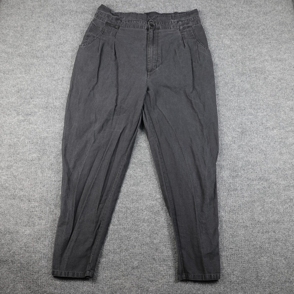 Vintage Gitano Pants Mens 34 Gray Pleated Tapered High Rise Ramie Cotton 90s